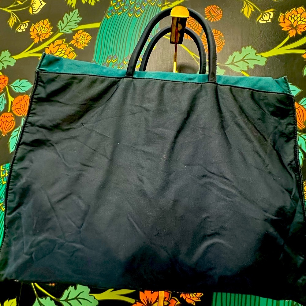 Prada Black Tote with Teal Accents
